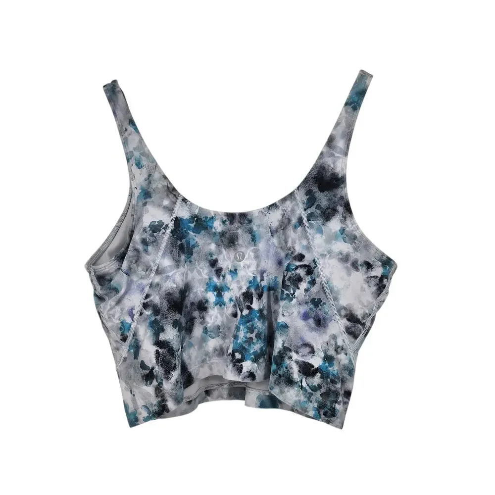 Lululemon Gray Kaleidofloral Multi Print V-Neck Align Crop Yoga Tank Size 12